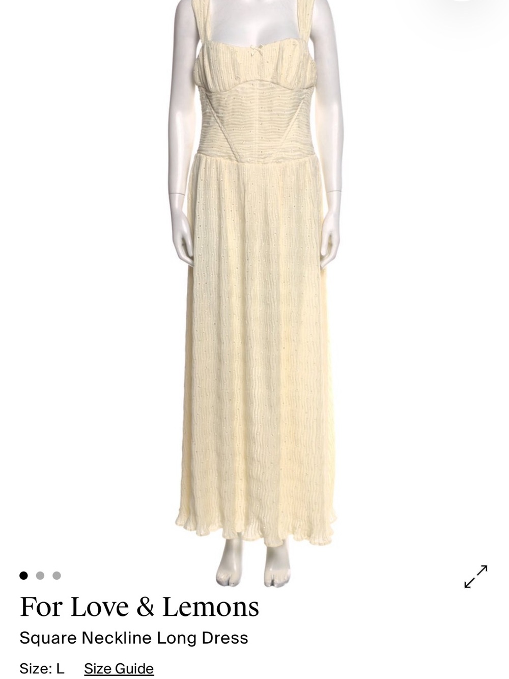 For Love And Lemons Cream Drop Waist Maxi Dress